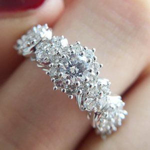🍁 925 Silver Plated Beautiful CZ Wedding Ring for Women, MARR9459